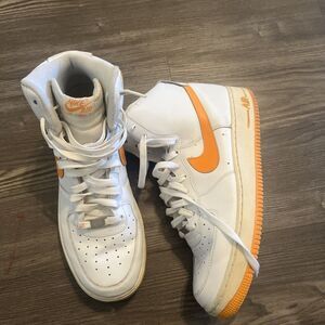 Nike Air Force  1 Men High White Vivid Orange White Leather (315121-180) Size 11